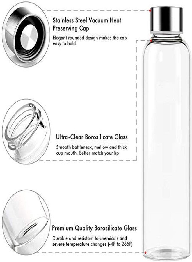 ايه اي سي زجاجة ماء من زجاج البوروسيليكات سعة 750 مل من AEC، خالية من مادة BPA، مانعة للتسرب، مثالية للمدرسة والمنزل والمكتب والسفر والرياضة واليوغا والنادي الرياضي، للمشروبات الساخنة والباردة، مع جراب حمل من النيوبرين. - Image 3